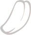 Minimalist light grey line art icon of a whole roasted coffee bean