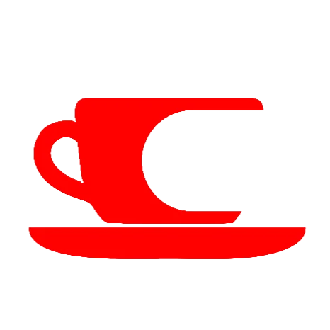 Chalte Chalte brand logo - Red tea cup and saucer icon.